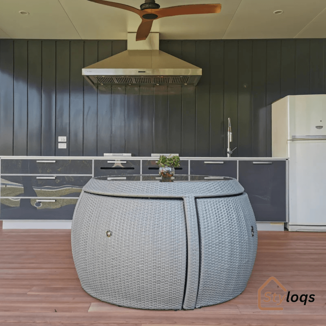 5-in-1 outdoor garden rattan dining table and chairs set with cushions by Styloqs - Image 10