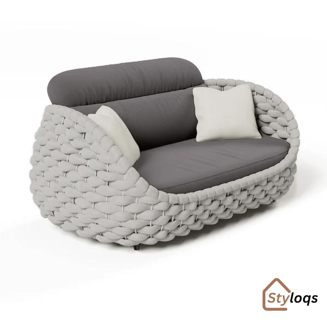Tatta 4 Pieces Woven Rope Outdoor Swivel Sofa Set 360 Degree Rotatable with Coffee Table By Styloqs - Image 11