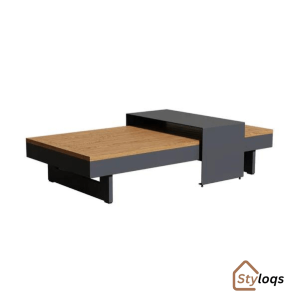 4 Pieces Modern L Shape Wood Sectional Outdoor Sofa Set with Coffee Table in Beige by Styloqs - Image 15