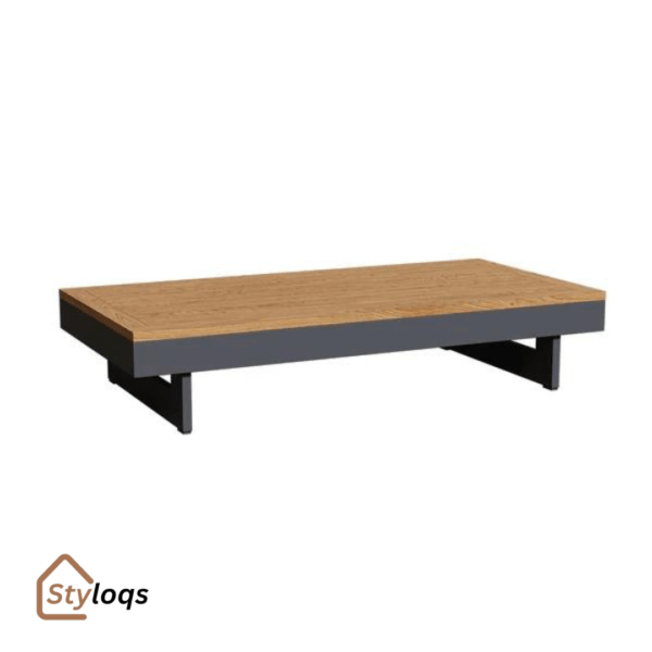 4 Pieces Modern L Shape Wood Sectional Outdoor Sofa Set with Coffee Table in Beige by Styloqs - Image 14