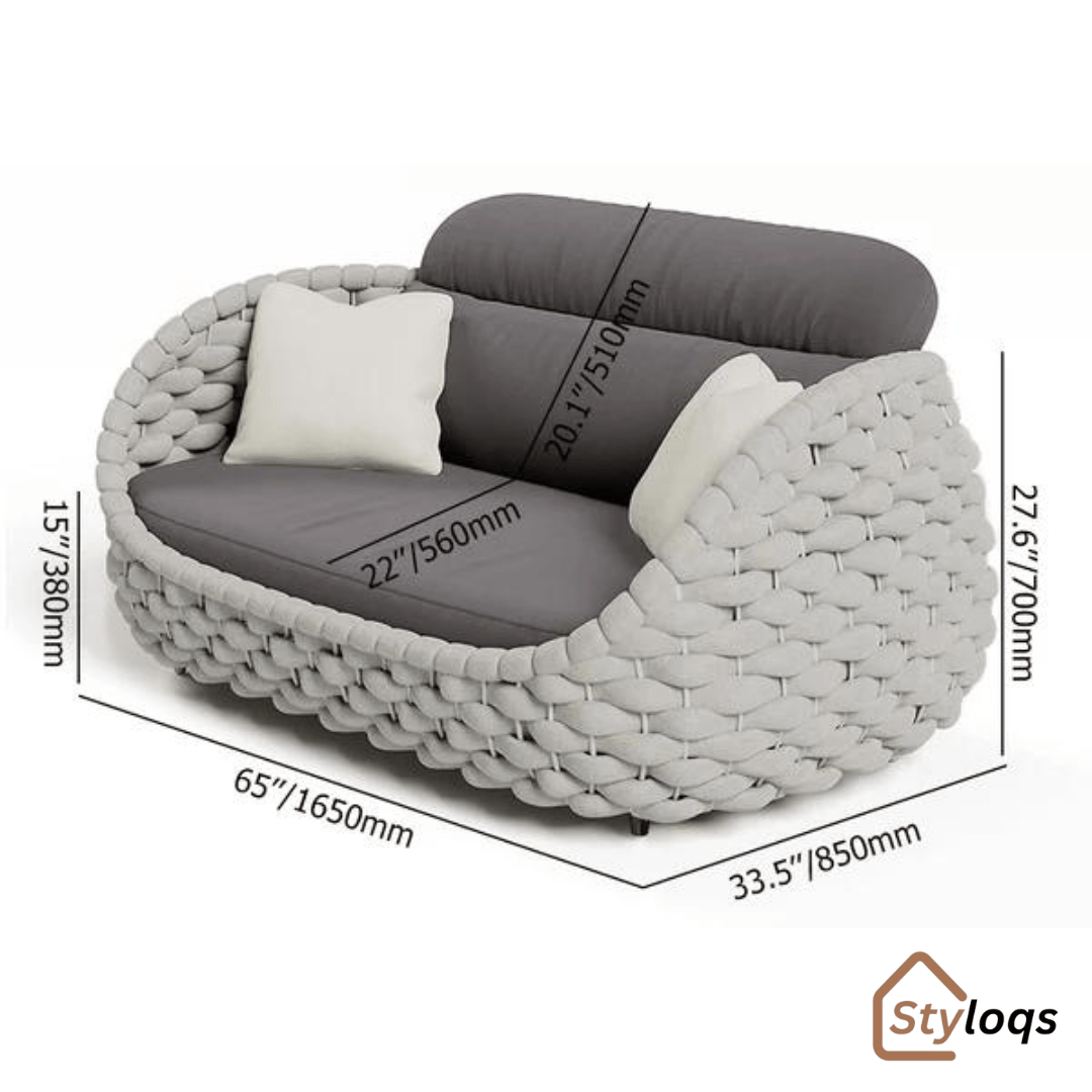 Tatta 4 Pieces Woven Rope Outdoor Swivel Sofa Set 360 Degree Rotatable with Coffee Table By Styloqs - Image 6