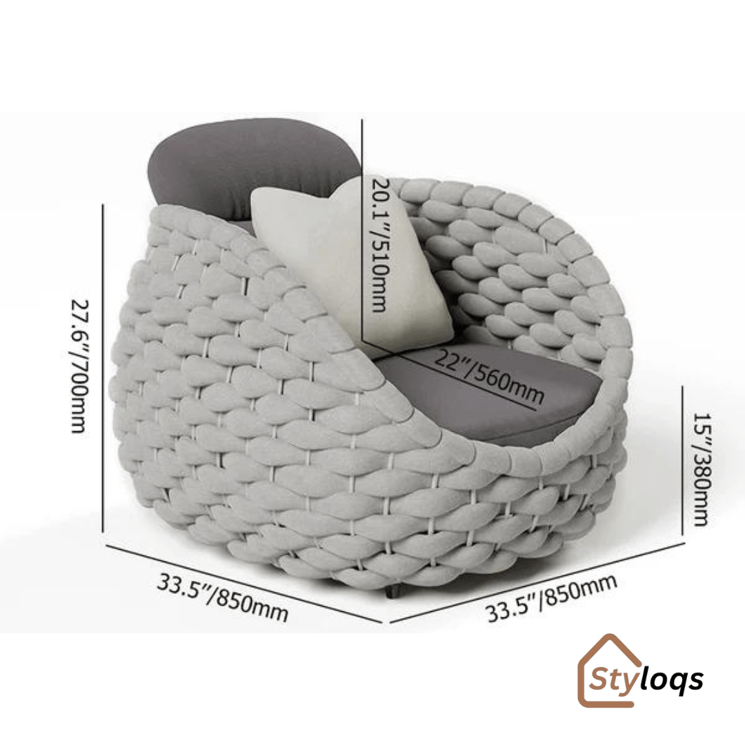 Tatta 4 Pieces Woven Rope Outdoor Swivel Sofa Set 360 Degree Rotatable with Coffee Table By Styloqs - Image 5