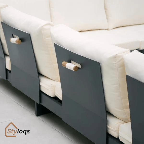 4 Pieces Modern L Shape Wood Sectional Outdoor Sofa Set with Coffee Table in Beige by Styloqs - Image 22