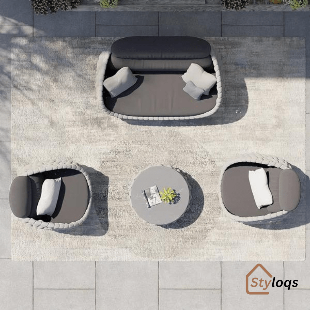 Tatta 4 Pieces Woven Rope Outdoor Swivel Sofa Set 360 Degree Rotatable with Coffee Table By Styloqs - Image 16