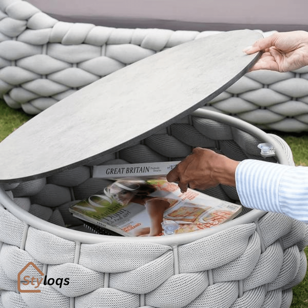 Tatta 4 Pieces Woven Rope Outdoor Swivel Sofa Set 360 Degree Rotatable with Coffee Table By Styloqs - Image 15