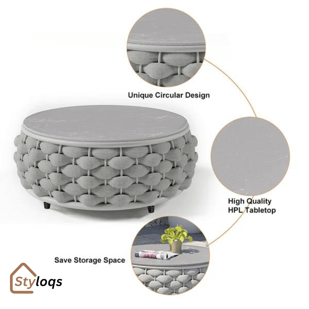 Tatta 4 Pieces Woven Rope Outdoor Swivel Sofa Set 360 Degree Rotatable with Coffee Table By Styloqs - Image 14