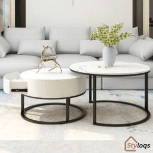 Modern Minimalist Slate Round Coffee Table Combination by Styloqs
