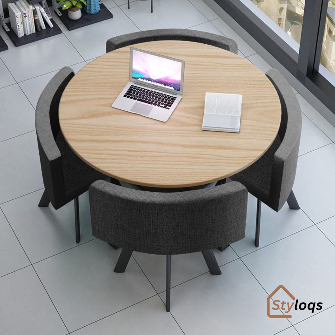 Simple reception table and chair combination negotiation table shop reception table and chair office leisure small round table square dining table Nordic by styloqs - Image 2