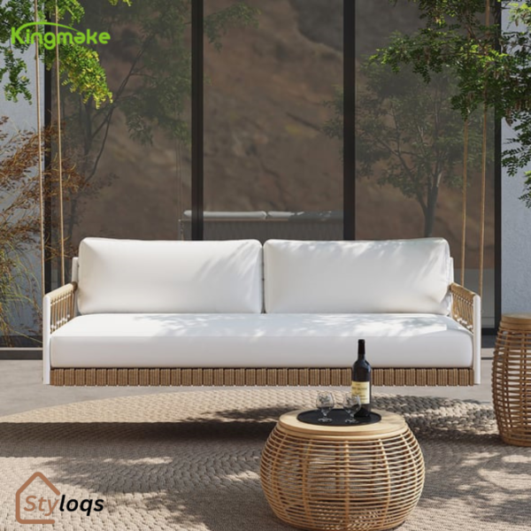 Outdoor rope swing indoor internet celebrity lazy leisure hanging rattan sofa outdoor courtyard double rocking chair furniture by styloqs