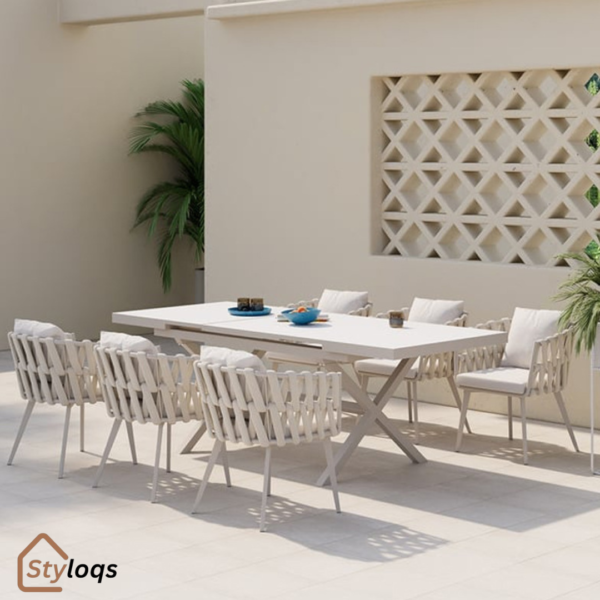 Outdoor balcony leisure rattan table and chairs coffee table set courtyard aluminum alloy rattan chair waterproof sunscreen outdoor dining table and chairs by styloqs