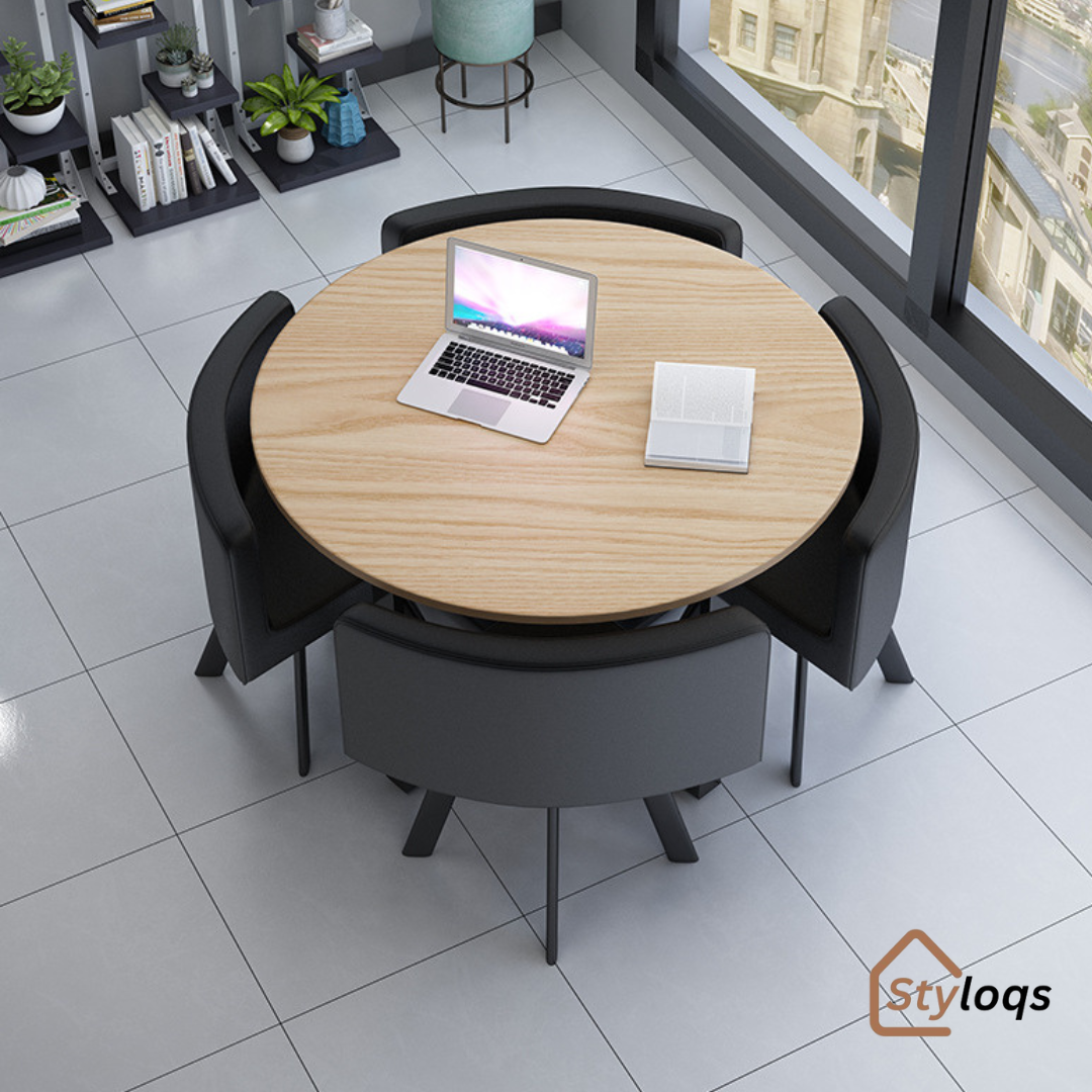 Simple reception table and chair combination negotiation table shop reception table and chair office leisure small round table square dining table Nordic by styloqs - Image 11