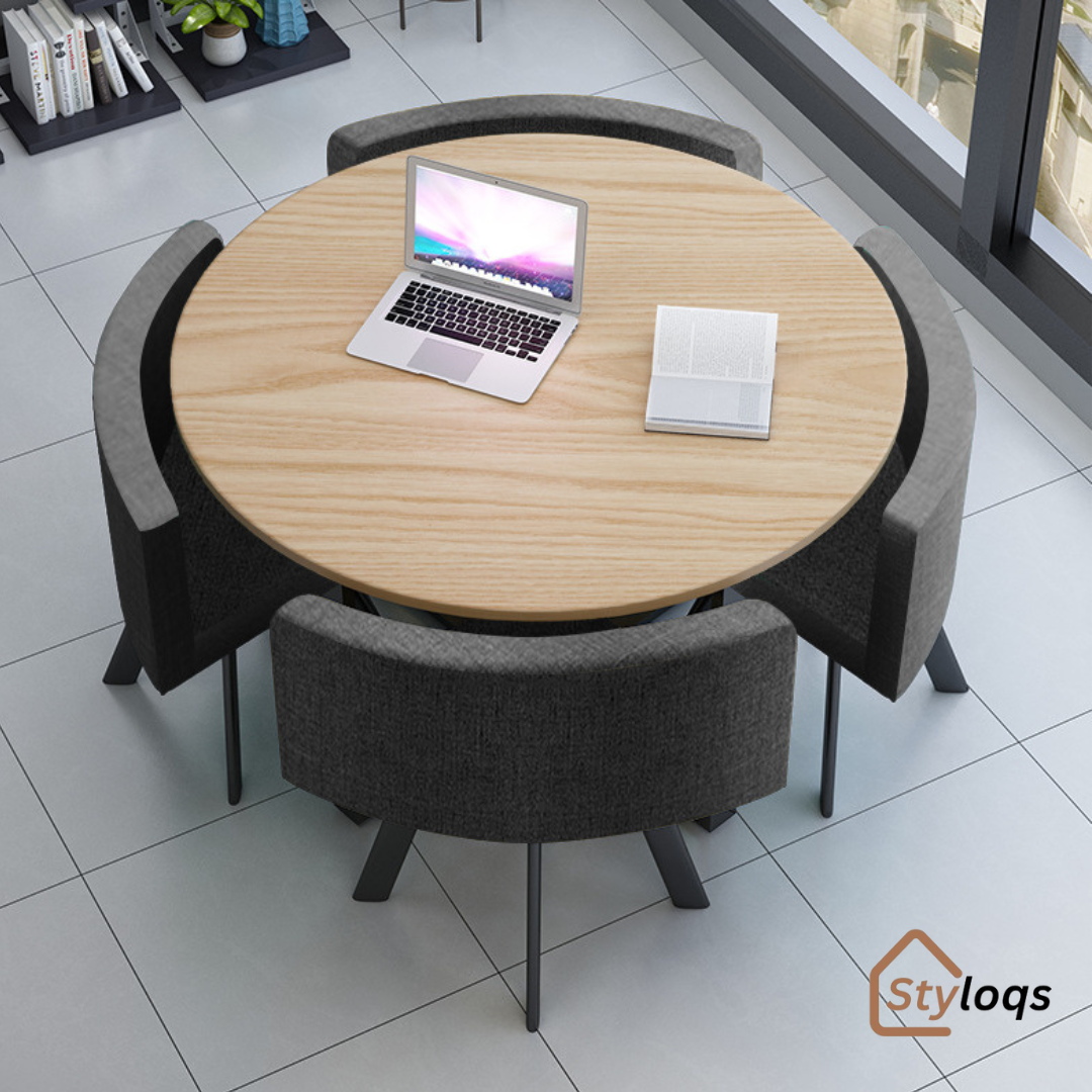 Simple reception table and chair combination negotiation table shop reception table and chair office leisure small round table square dining table Nordic by styloqs - Image 12