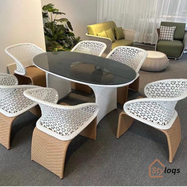 Outdoor furniture beach low back single sofa courtyard double balcony high back rattan chair coffee table three piece set by styloqs - Image 12