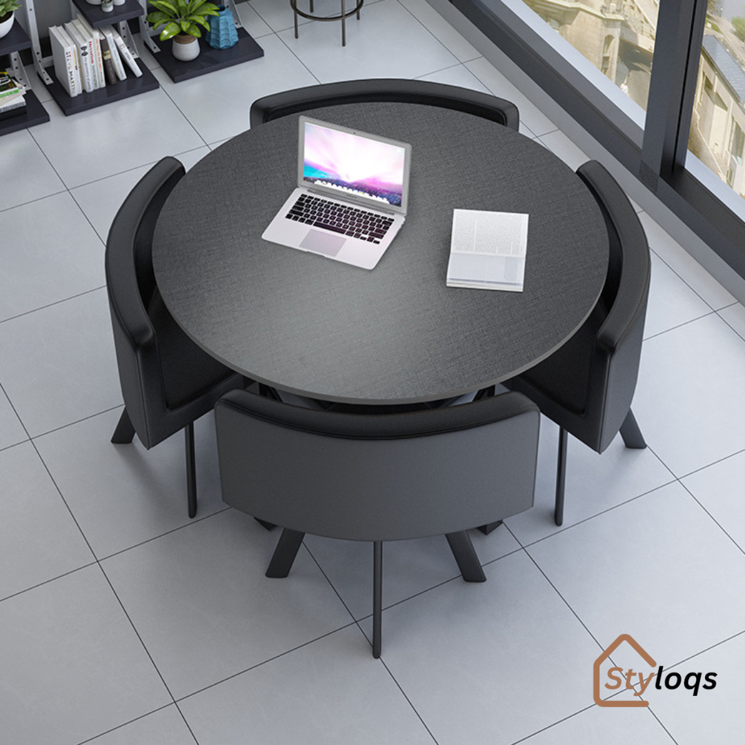 Simple reception table and chair combination negotiation table shop reception table and chair office leisure small round table square dining table Nordic by styloqs - Image 13