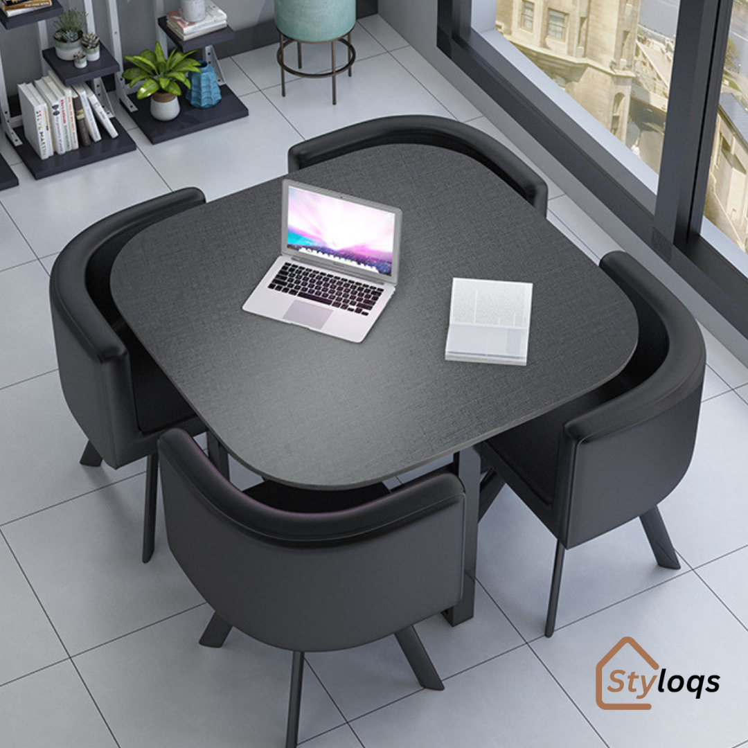 Simple reception table and chair combination negotiation table shop reception table and chair office leisure small round table square dining table Nordic by styloqs - Image 14