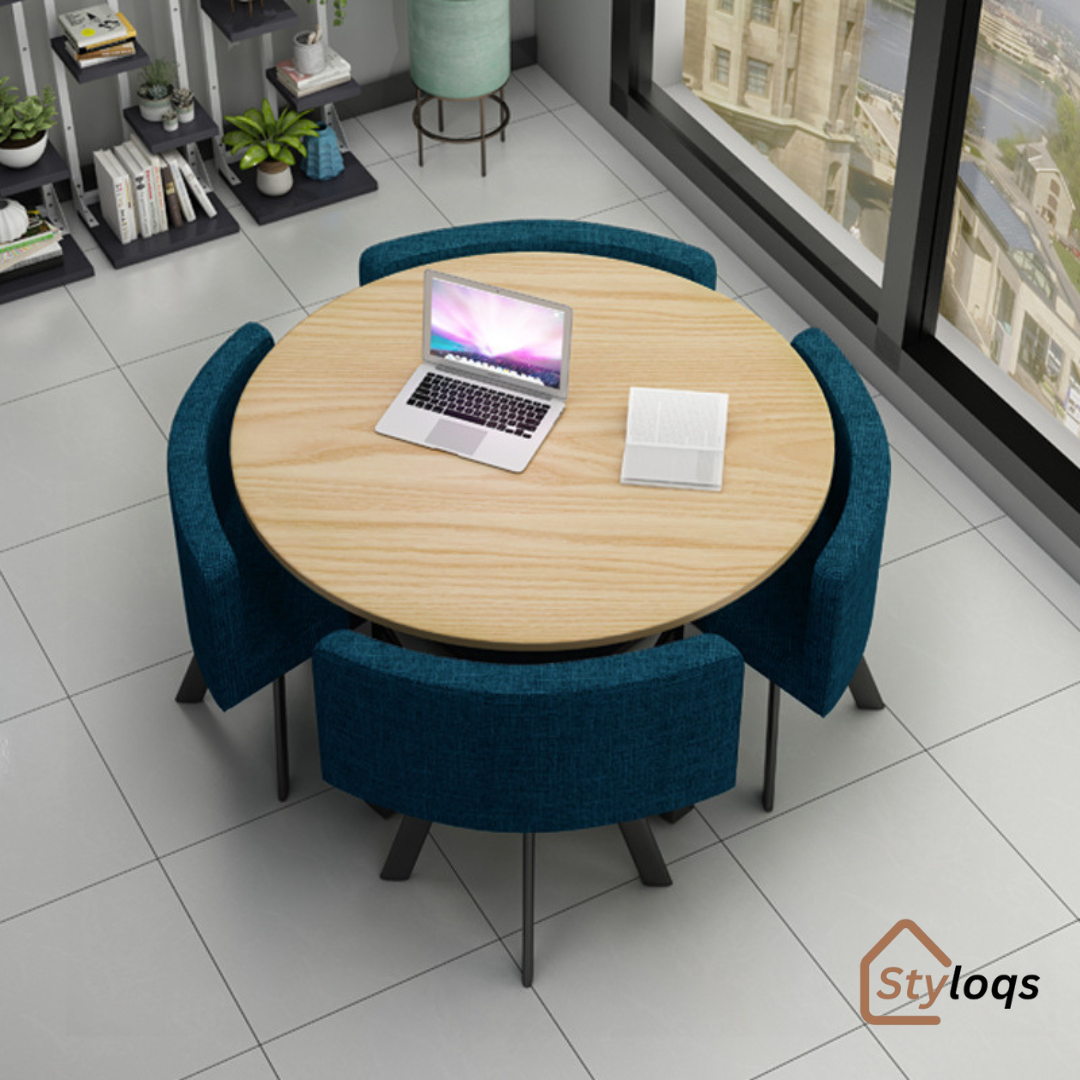 Simple reception table and chair combination negotiation table shop reception table and chair office leisure small round table square dining table Nordic by styloqs - Image 16