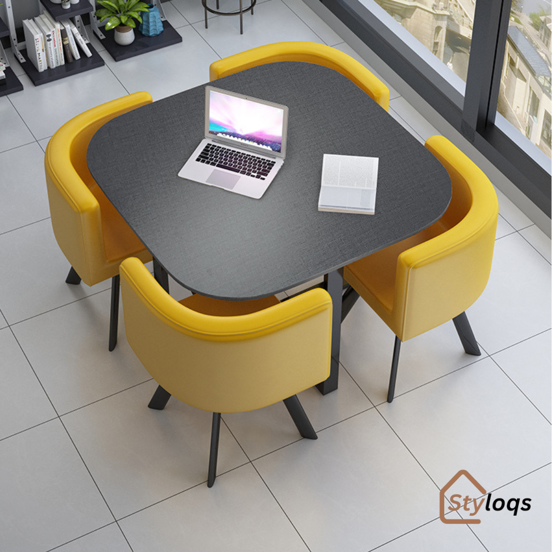 Simple reception table and chair combination negotiation table shop reception table and chair office leisure small round table square dining table Nordic by styloqs - Image 17