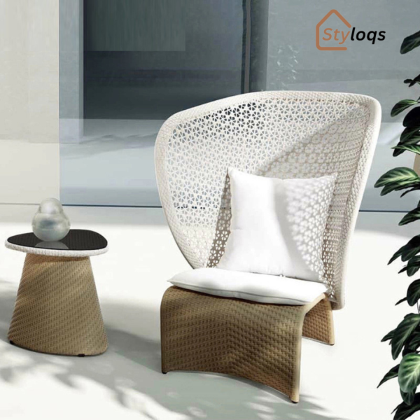 Outdoor furniture beach low back single sofa courtyard double balcony high back rattan chair coffee table three piece set by styloqs - Image 4