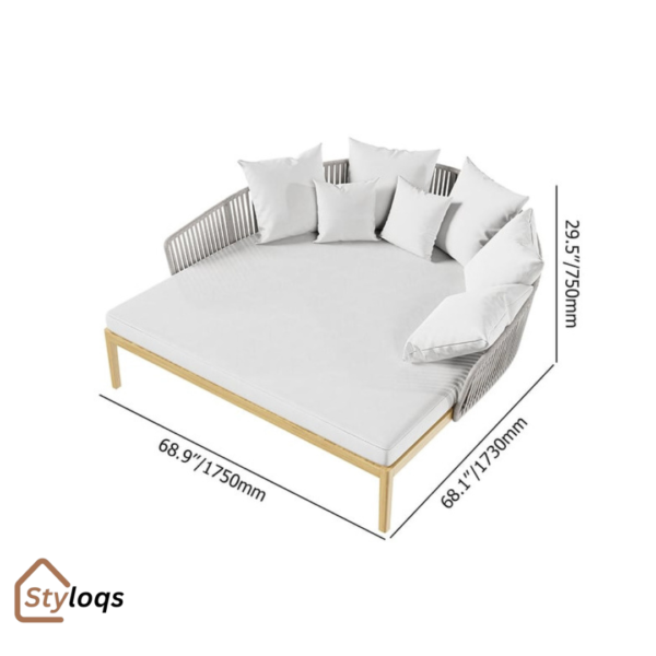 Nordic outdoor teak bed rattan waterproof anti-corrosion beach outdoor lounge chair homestay hotel swimming pool sofa bed by styloqs - Image 5