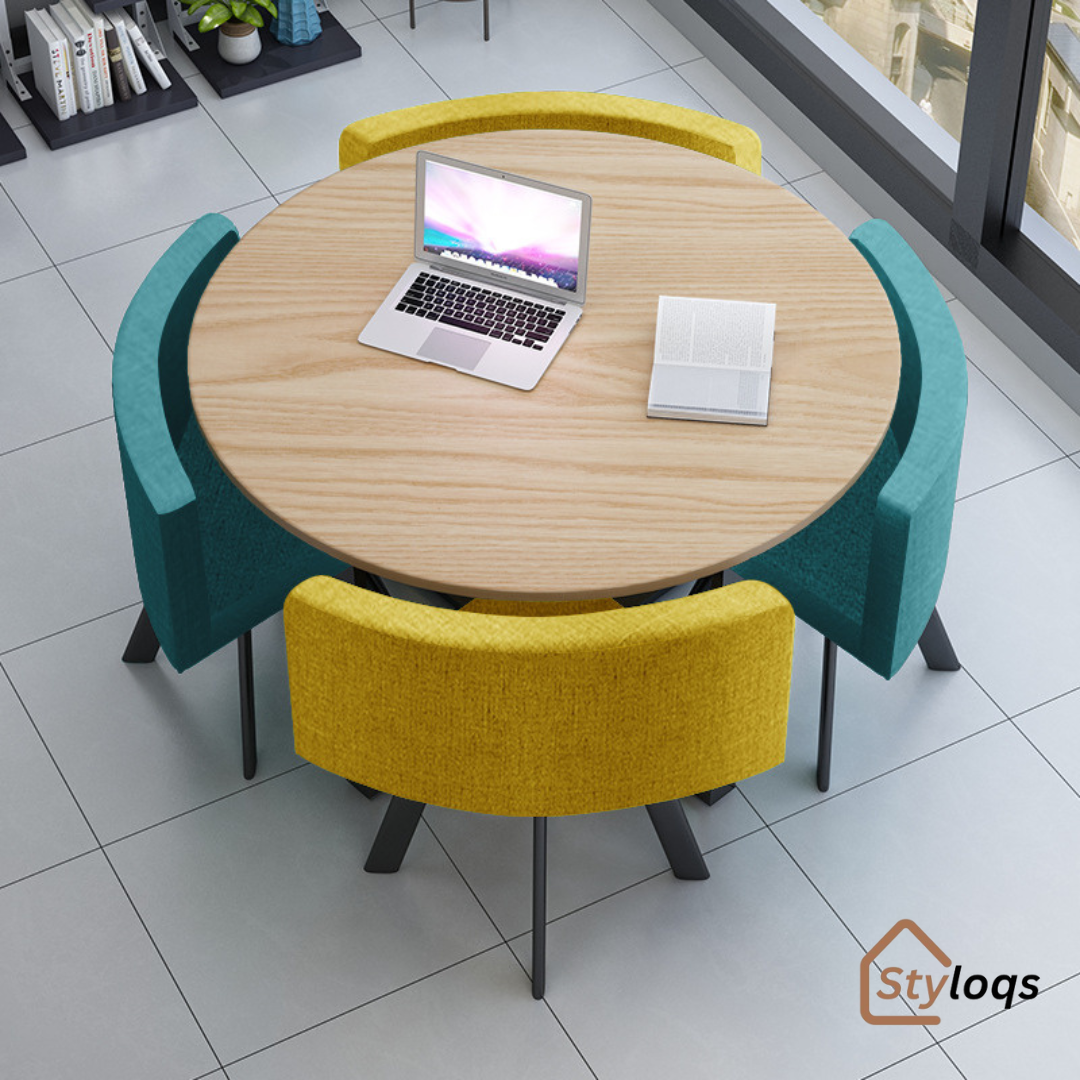 Simple reception table and chair combination negotiation table shop reception table and chair office leisure small round table square dining table Nordic by styloqs - Image 6