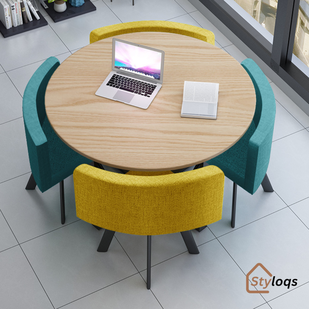 Simple reception table and chair combination negotiation table shop reception table and chair office leisure small round table square dining table Nordic by styloqs - Image 7