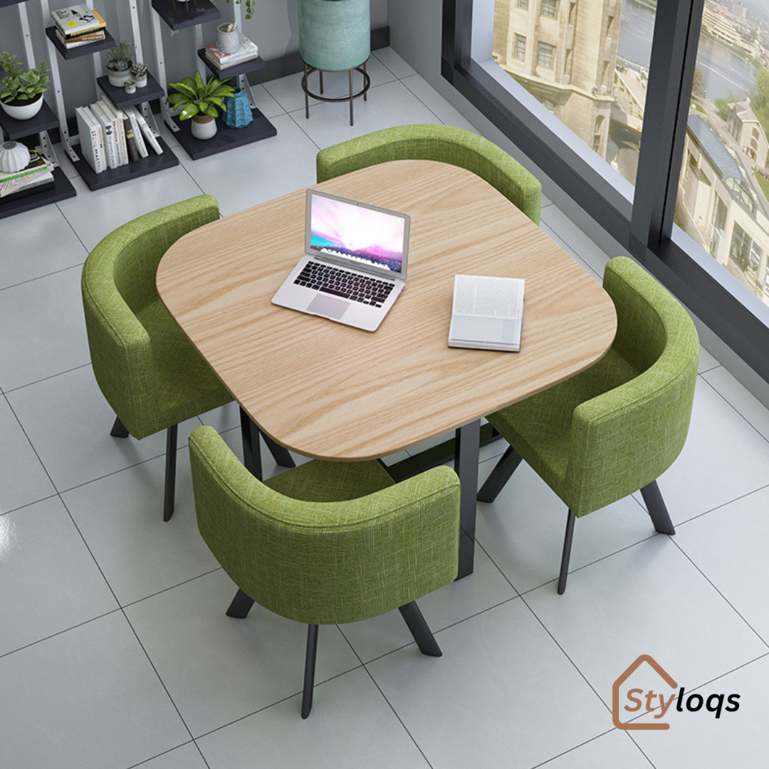 Simple reception table and chair combination negotiation table shop reception table and chair office leisure small round table square dining table Nordic by styloqs - Image 9