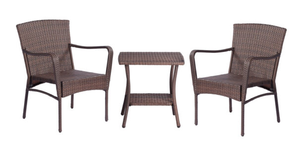 3 Pieces Outdoor Seating Group Furniture, PE Rattan Patio Furniture, Wicker Patio Chairs Set, Patio Bistro Sets, Outdoor Conversation Sets - Brown - Image 8