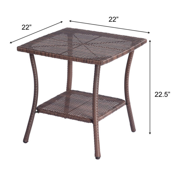 3 Pieces Outdoor Seating Group Furniture, PE Rattan Patio Furniture, Wicker Patio Chairs Set, Patio Bistro Sets, Outdoor Conversation Sets - Brown - Image 5