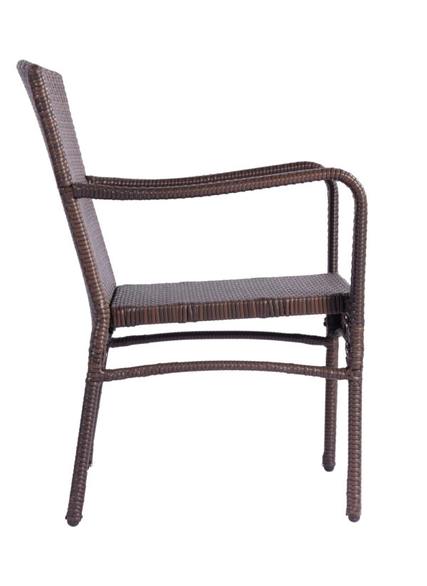 3 Pieces Outdoor Seating Group Furniture, PE Rattan Patio Furniture, Wicker Patio Chairs Set, Patio Bistro Sets, Outdoor Conversation Sets - Brown - Image 4