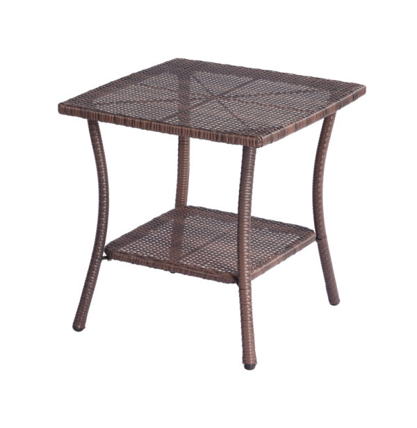 3 Pieces Outdoor Seating Group Furniture, PE Rattan Patio Furniture, Wicker Patio Chairs Set, Patio Bistro Sets, Outdoor Conversation Sets - Brown - Image 7