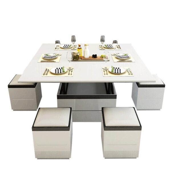 Small Apartment Folding Coffee Table Dining Table Dual-use Retractable Nordic Unique Simple Modern Multi-functional Living Room Home - Image 5