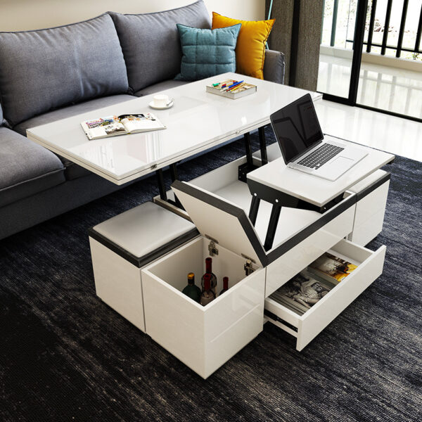 Small Apartment Folding Coffee Table Dining Table Dual-use Retractable Nordic Unique Simple Modern Multi-functional Living Room Home