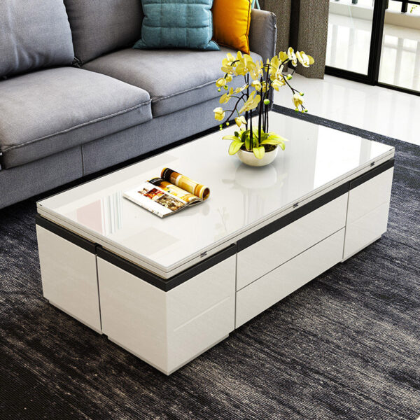 Small Apartment Folding Coffee Table Dining Table Dual-use Retractable Nordic Unique Simple Modern Multi-functional Living Room Home - Image 3